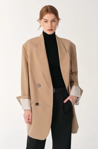 Women’s high-density fine silk wool peaked lapel suit jacket