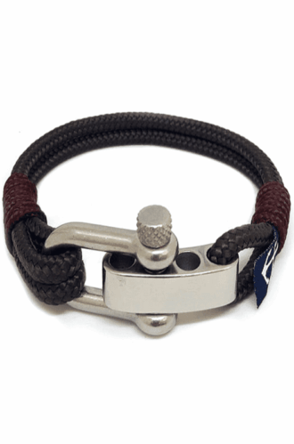Adjustable Shackle Brown Nautical Bracelet