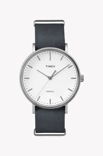 Timex Unisex Gray Leather Watch, White Dial | Tw2p91300